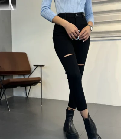 خرید اینترنتی شلوار شلوار اسکینی مشکی12507/6 زنانه