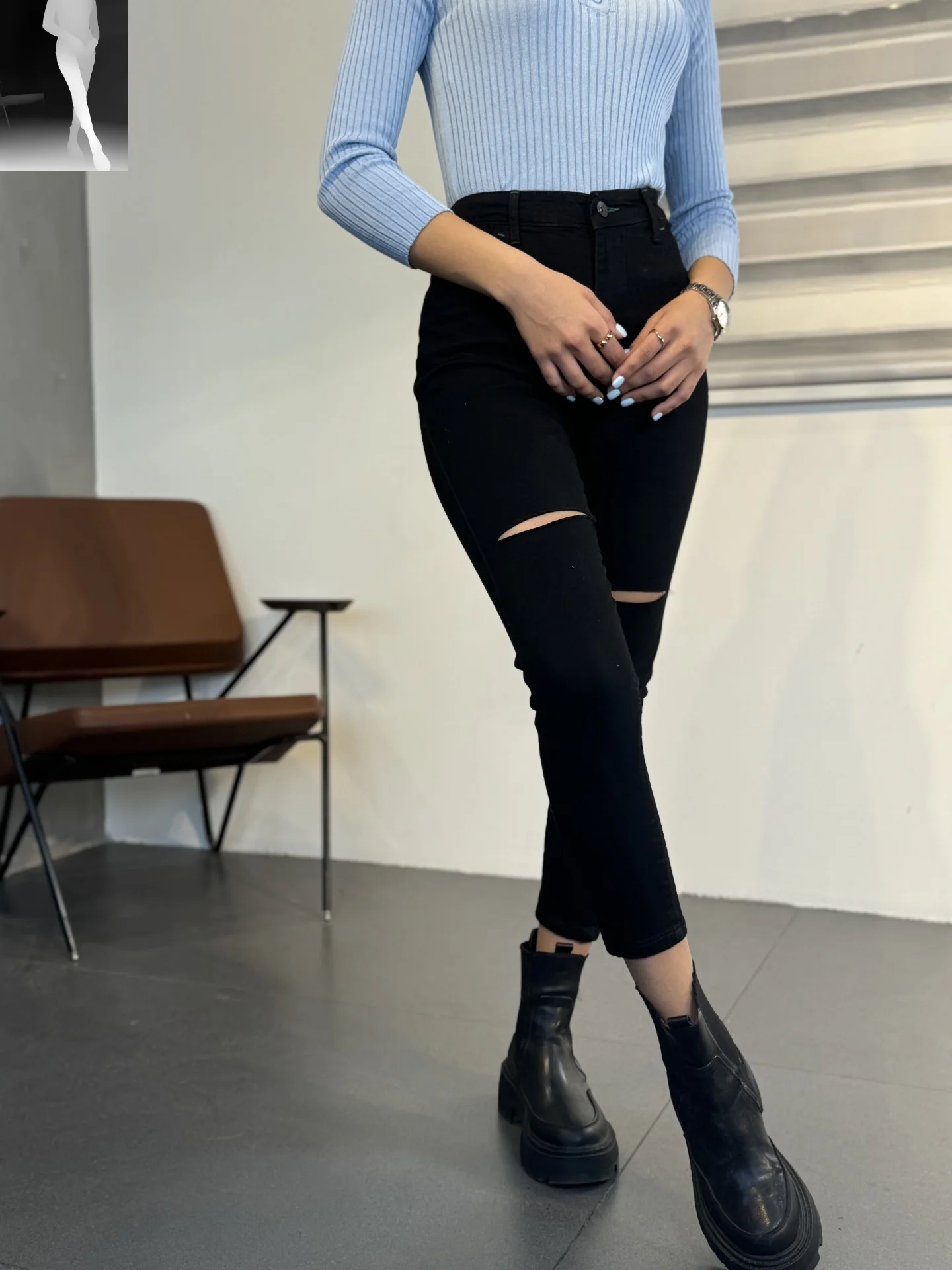 خرید اینترنتی شلوار شلوار اسکینی مشکی12507/6 زنانه