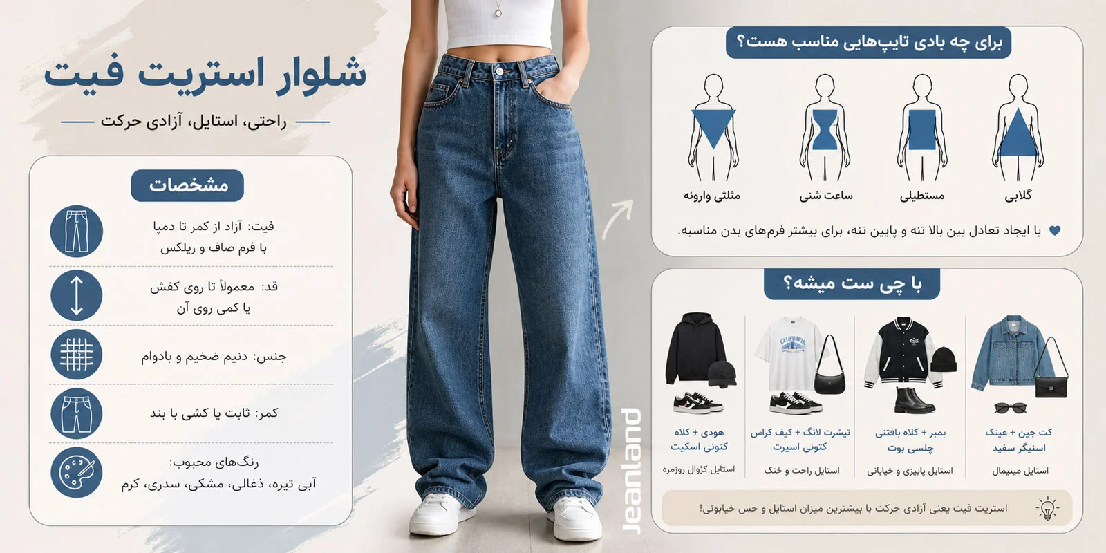 شلوار استریت فیت فروشگاه جین لند