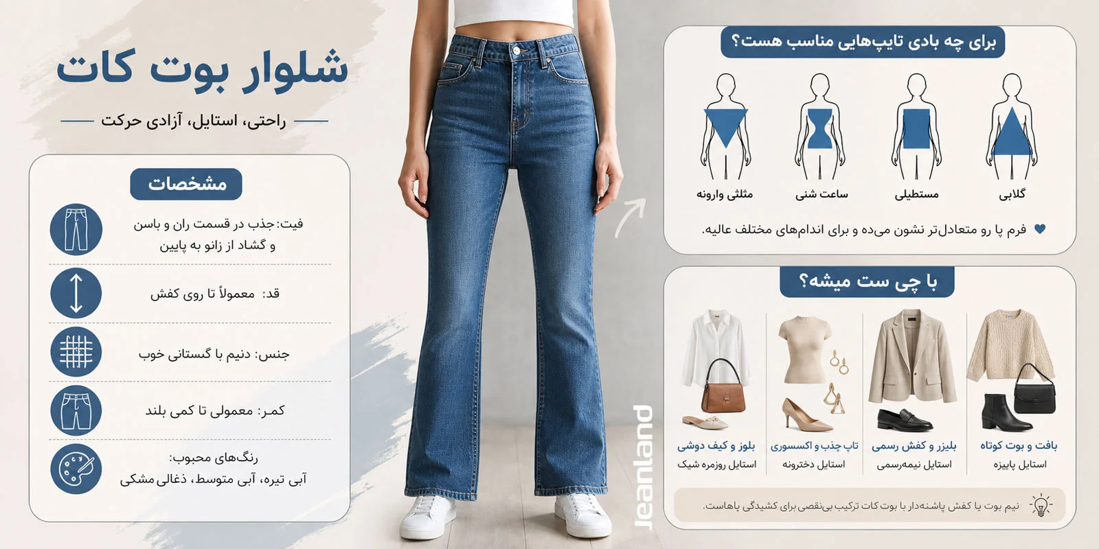 شلوار بوتکات جین لند